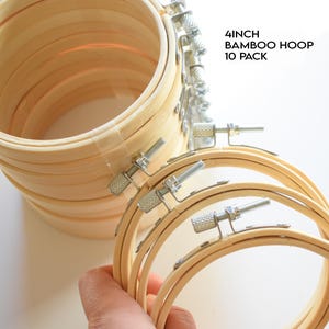 10 cm bambubroderiringar, korsstygnsram, nålram (10-pack)