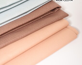 14ct Cross Stitch fabric - 14 count Aida Cloth-Color Aida Fabric (Coffee brown Aida, Sand Aida, Light Blue Aida)