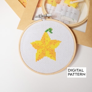 Kingdom Hearts Paopu Fruit Cross Stitch Pattern Digital Download, Star Fruit Embroidery Pattern, DIY craft Instant Download Pattern