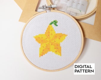 Kingdom Hearts Paopu Fruit Cross Stitch Pattern Digital Download, Star Fruit Embroidery Pattern, DIY Instant Download Pattern