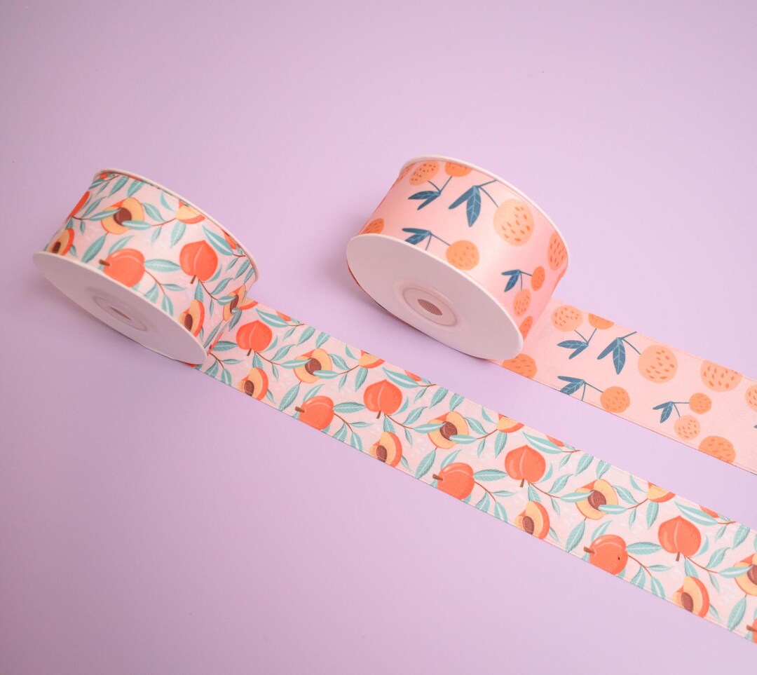 Peach Ribbons 10 Yards Double Faced Satin Ribbon, Fruit and Peach Ribbon, DIY Sewing ...