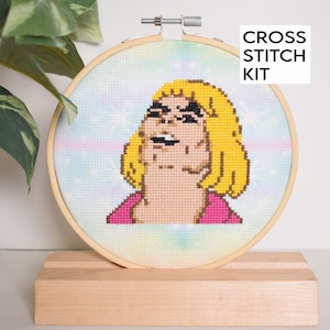 Funny He-Man memes Cross Stitch Kit, Funny Memes Cross Stitch Kit, He Man What&#39;s going on singing DIY Craft Kit, Rainbow Printed Fabric
