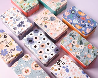 Floral Metal Storage Tin Box – Portable Craft Organizer, Sewing Knitting Notions Case