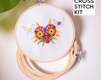 Legend Zelda Cross Stitch Kit, Majora&#39;s Mask Embroidery Kit, Video Game Cross Stitch, Zelda Gifts, Zelda Craft DIY Kit