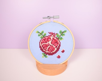 Pomegranate Cross Stitch Kit – Beginner Friendly Food and Fruit Craft All-in-one Kit