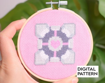 Weighted Companion Cube Counted Cross Stitch PDF Pattern - Instant download only, Portal Weighted Cube