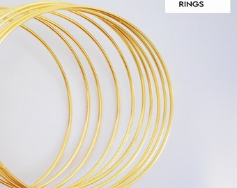 DIY Macrame Ring, Macrame Hoop, Craft Rings, Metal hoop for DIY projects, gold metal rings, 3 size options.