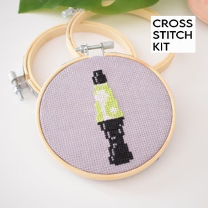 Lava Lamp Cross Stitch Kit, DIY fun stitch kit, Glow in the Dark effect Lava Lamp, Lamp DIY embroidery Kit