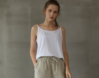 Made to Order linen Camisole, Linen slip top, camisole top, Scoop neck Camisole Top, Round neck camisole, Linen Camisole, Linen Tank top