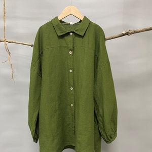 Oversized Linen shirt/Summer Linen shirt Women/ Drop shoulder Shirt/Linen Shirt Oversized/Relaxed Fit linen shirt/Linen Blouse Oversized