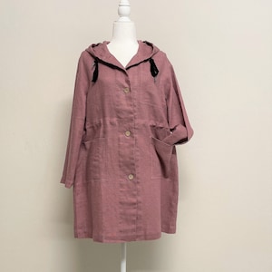 Linen coat for women, Heavy Linen duster coat, Long linen jacket, Linen hoodie, linen coat knee length for women, heavy linen coat for women