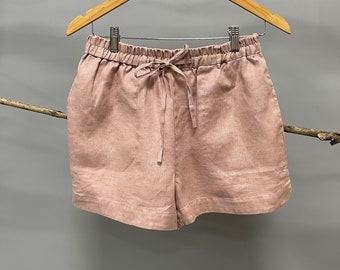 Linen Jogger shorts, Linen Active Shorts Women, Elastic Waist Women's Short, linen hot Pants, relaxed fit linen shorts, linen runner shorts