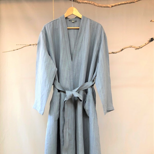 Men's linen bathrobe/Men's bathrobe/Travel Robe/Men's night robe/Guest house bathrobe/men's Spa robe/men's linen bathrobe/Men's bathrobe