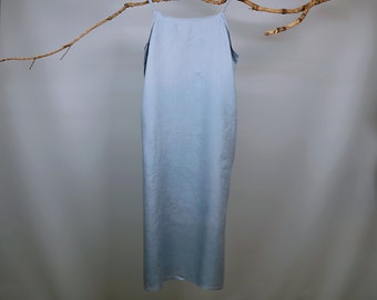 Slip dress, linen slip dress, round neck linen sundress, linen summer dress, linen midi dress, linen camisole dress, Linen midi cami dress