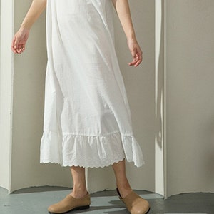 Full Slip, Maxi length Underdress, Maxi Slip, Long cotton slip Dress, Maxi slip dress, Slip Extender, Scalloped Eyelet White Cotton slip