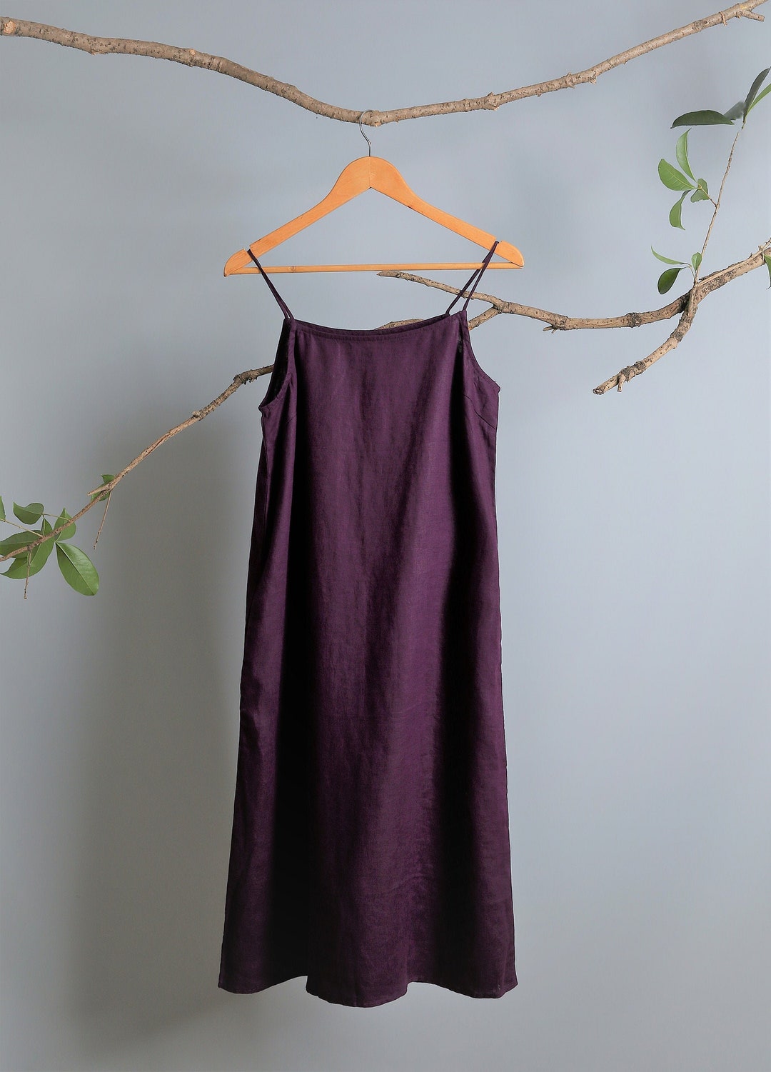 Slip Dress, Linen Slip Dress, Scoop Neck Linen Midi Dress, Linen Summer ...