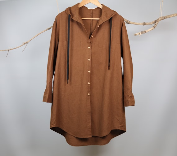 Hooded Linen Jacket, Linen Hoodie, Loose Fit Hoodie, Linen