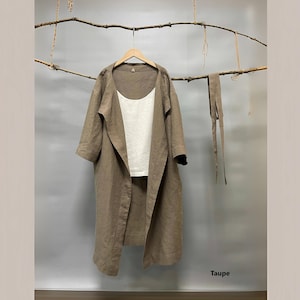 Loose Wrap Linen Jacket/Causal Jacket Women/Linen Midi Duster/Beach Wrap/Linen midi cardigan/oversized Linen jacket women/Spring Coat
