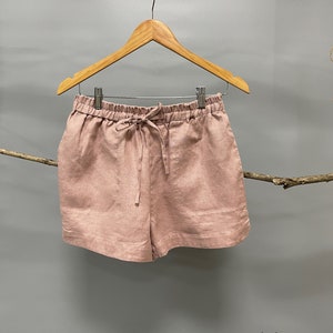 Pantalones cortos de lino, pantalones cortos activos de lino, pantalones cortos de lino de verano para mujeres, pantalones cortos para correr para mujeres, pantalones cortos de lino de ajuste relajado, pantalones cortos de corredor de lino, pantalones cortos imagen 6