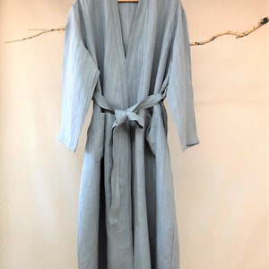 His and Her linen robe/Travel Robe/Hotel Robe/Guest house robe/Spa robe/Customized bathrobe in colors/bathrobe Beige/Midi linen bathrobe image 4