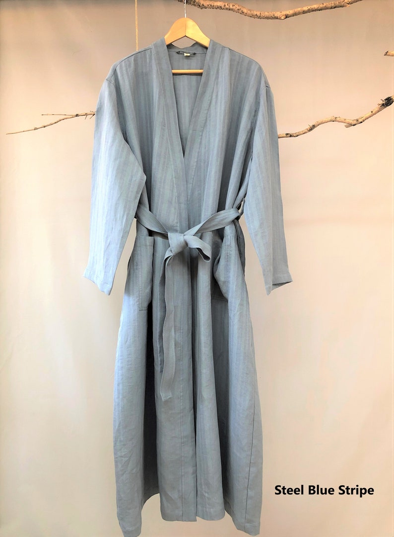 His and Her linen robe/Travel Robe/Hotel Robe/Guest house robe/Spa robe/Customized bathrobe in colors/bathrobe Beige/Midi linen bathrobe image 4