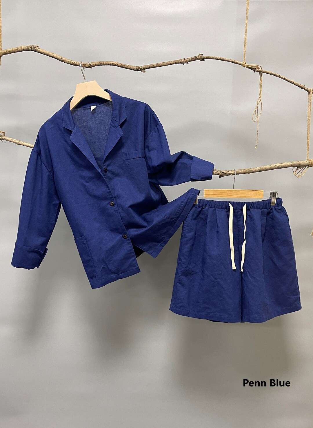 Linen Shirt and Shorts Set Linen Lounge Suit Women's Etsy