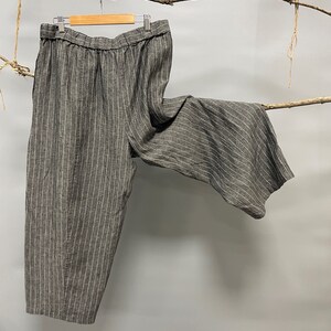 Harem Linen Pants/Wide leg linen pants/Cropped Linen pants/linen pants w/t elastic waistband/Causal linen pants/Harem Linen pants image 4