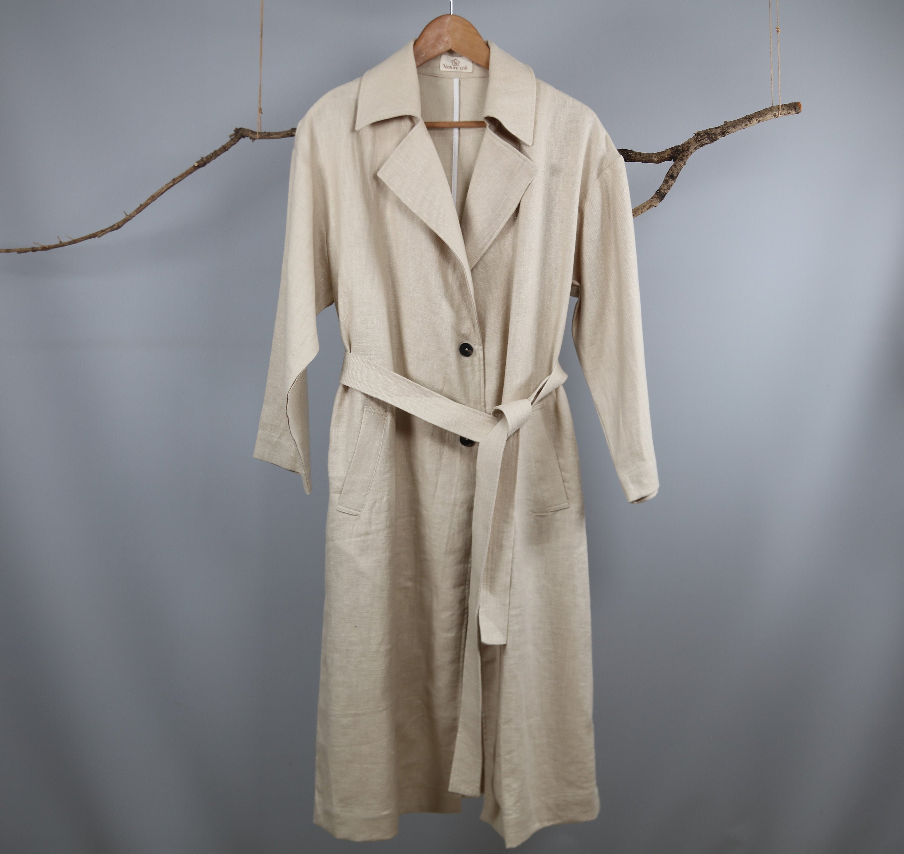 Sample Sale/Classic Long Trench Coat/Long Linen Coat Navy/Long | Etsy