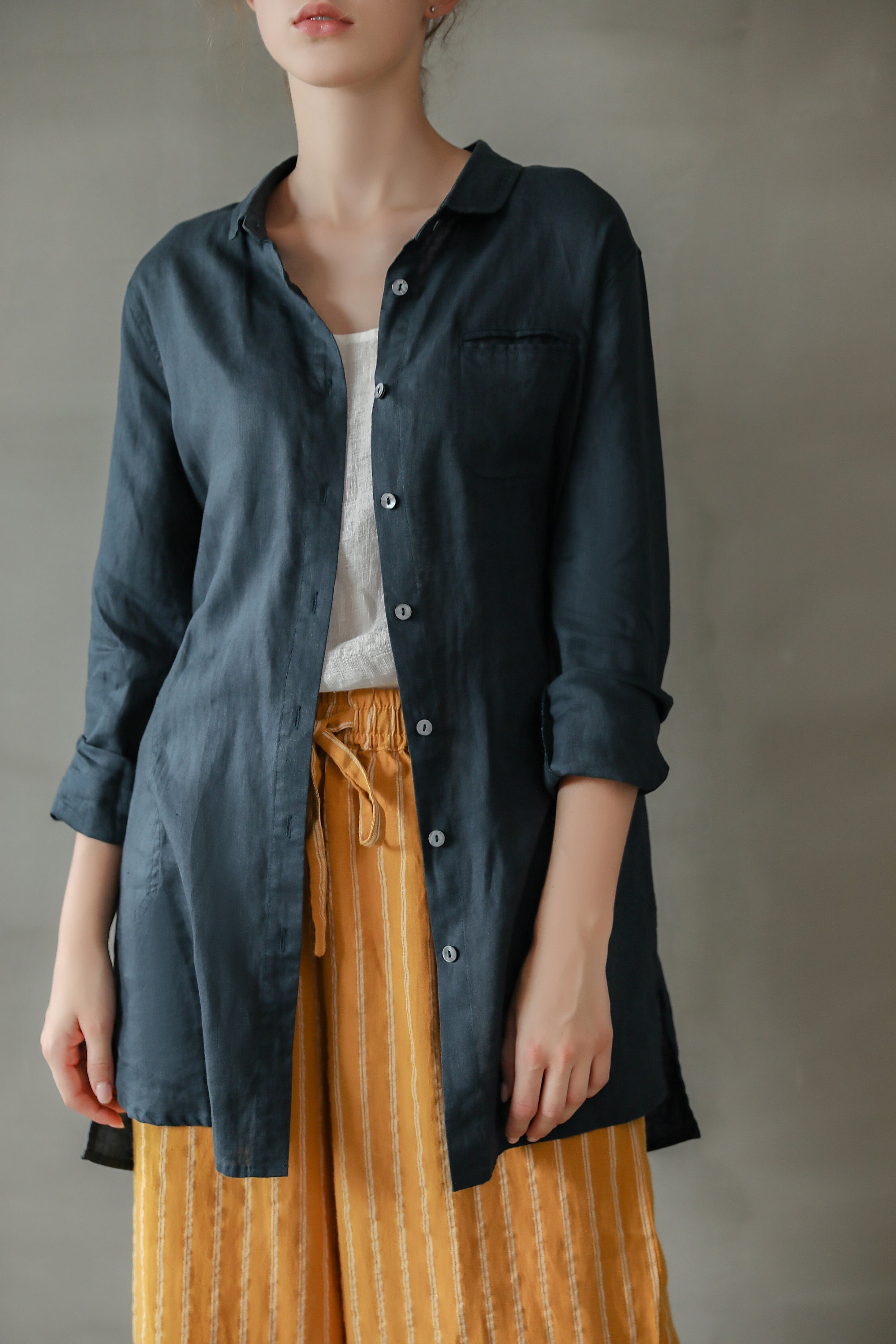 Long-Sleeved Linen Shirt main image 1