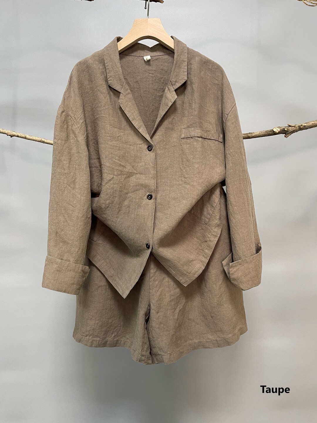 Linen Shirt and Shorts Set, Linen Lounge Suit, Women's Linen Shirts and