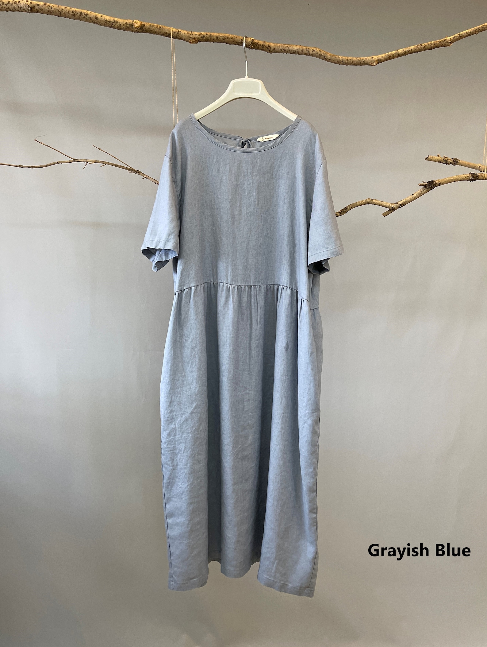 Casual Linen Dress Midi Linen Dress Midi Dress With Side - Etsy