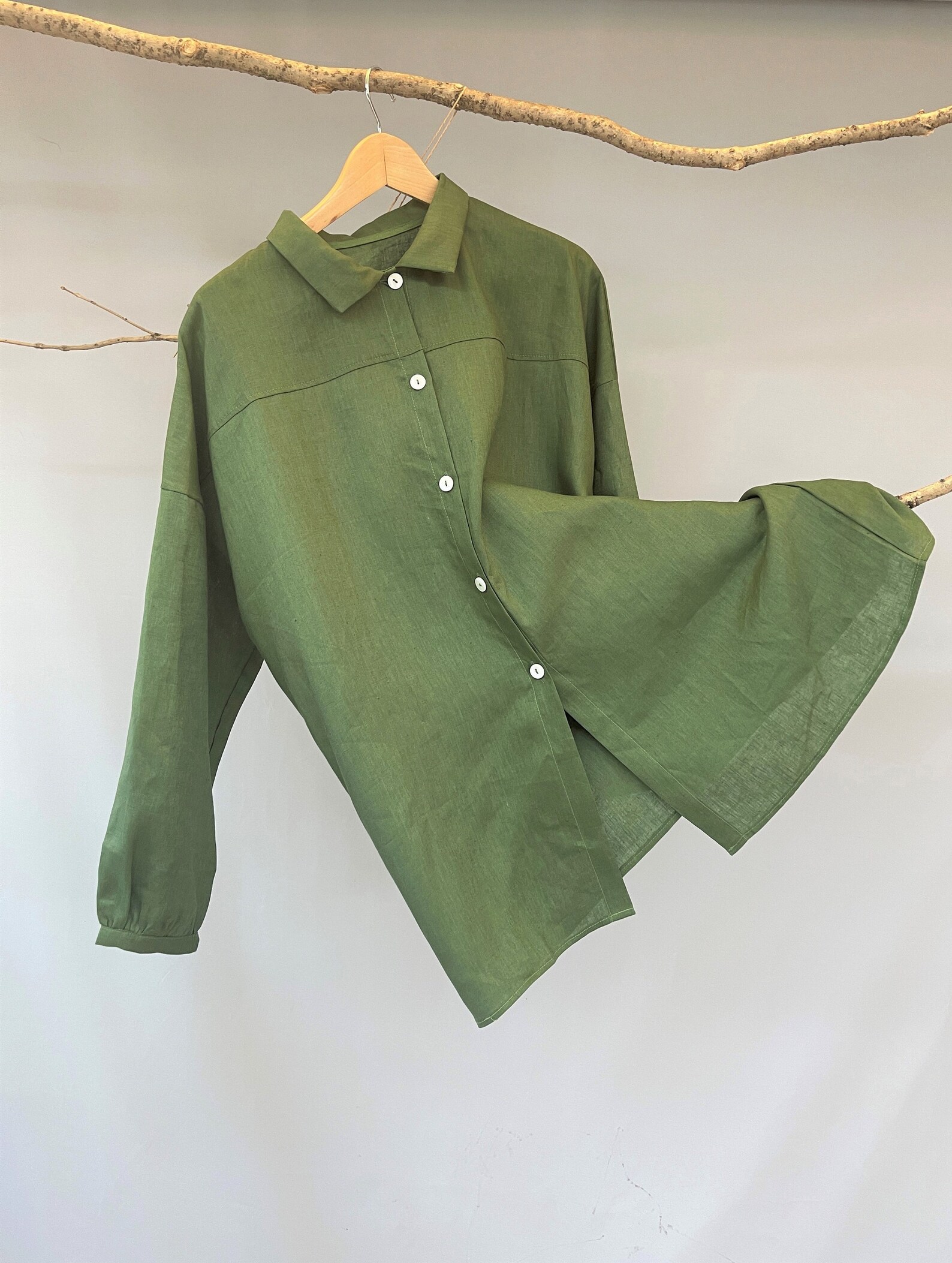 Harper Oversized Linen Shirt Pebble