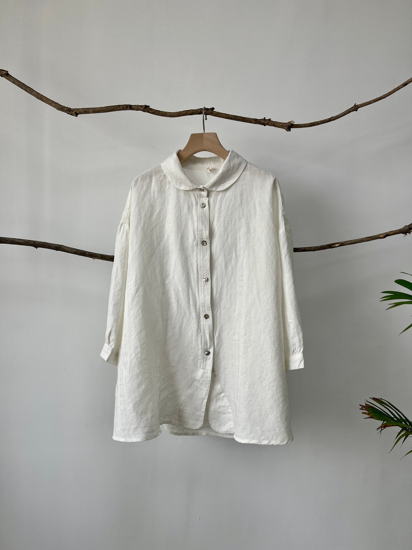 Linen Swing Shirt/peter Pan Collar Linen Blouse/quarter Sleeve - Etsy