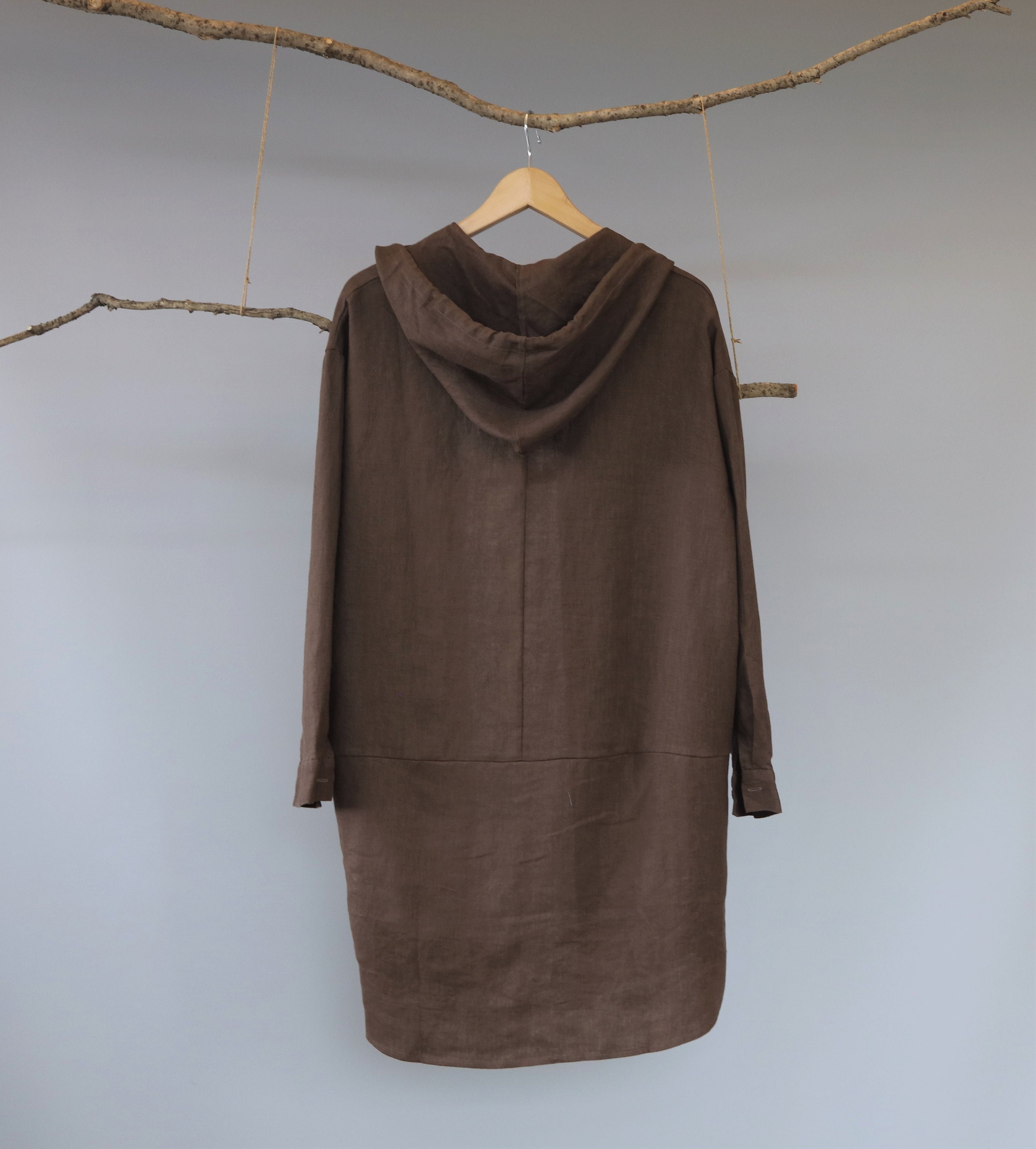 Hooded Linen Jacket Linen Hoodie Loose Fit Hoodie Linen Etsy