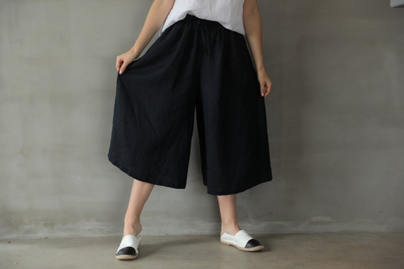 Culottes/culottes Linen Pants/loose Fit Linen Culottes/summer - Etsy