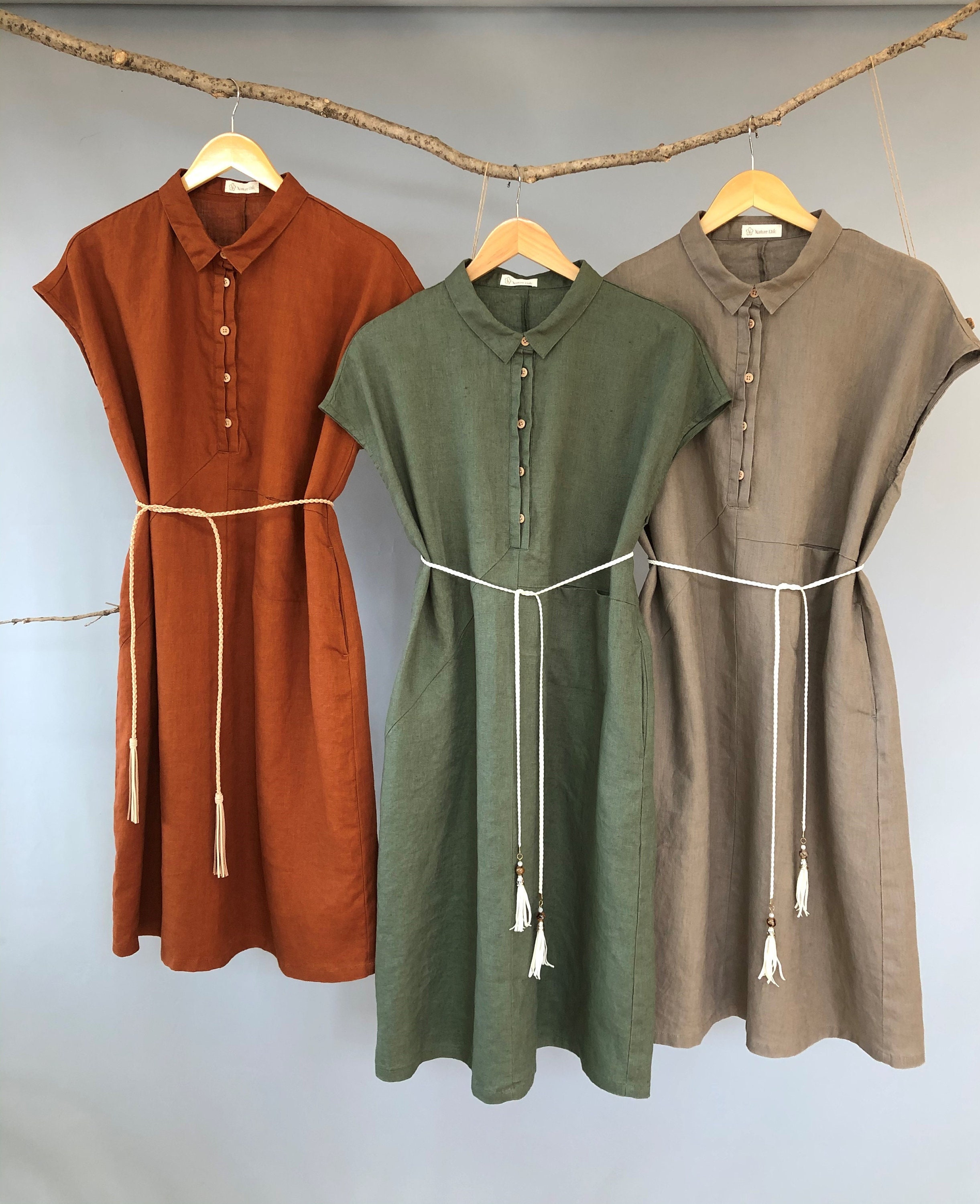 Sheath linen dress/Linen shirt dress/Cap sleeve Sheath dress/short sleeve linen dress/Loose fit shirt dress/Linen midi dress/sheath dress