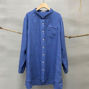 Long Sleeve Linen Shirt Oversized Linen Shirt Classic Linen - Etsy