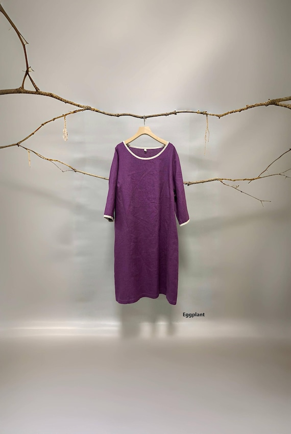knee length dresses for ladies Linen Midi Dress 'Beckie', Loose Linen Dress for Women main image 0