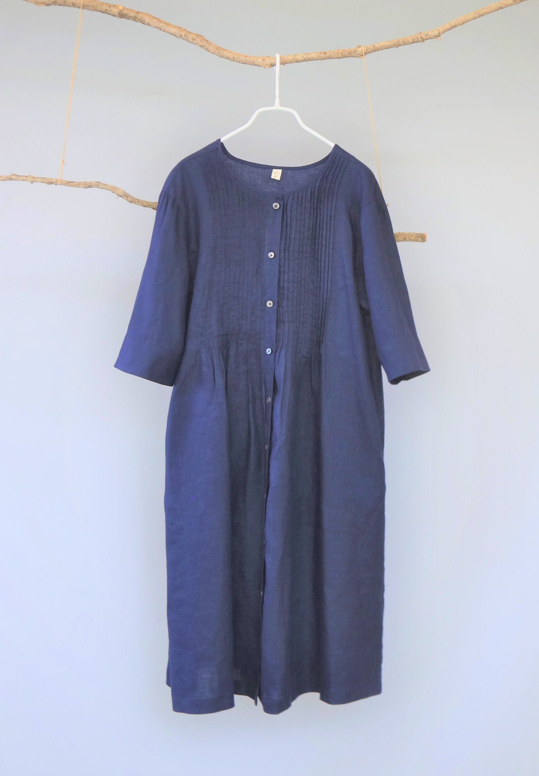 Midi Linen Dress/linen Maternity Dress/button Down Midi - Etsy