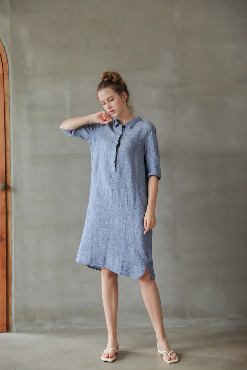 women's linen shirt dress