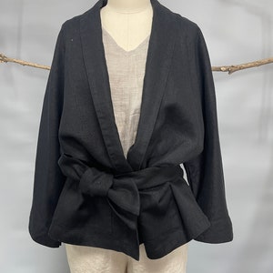 Heavy Linen Cardigan, Classic Linen Cardigan, Open Front Linen Jacket ...