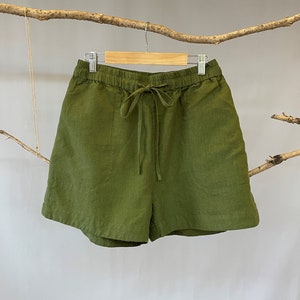 Pantalones cortos de lino, pantalones cortos activos de lino, pantalones cortos de lino de verano para mujeres, pantalones cortos para correr para mujeres, pantalones cortos de lino de ajuste relajado, pantalones cortos de corredor de lino, pantalones cortos imagen 4