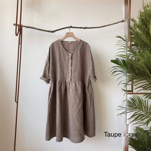 Midi Dress Linen/Buttoned Midi Dress/linen midi dress/Quarter sleeve midi dress/Button front midi dress/MAMA midi linen dress/MIDI dress XXL