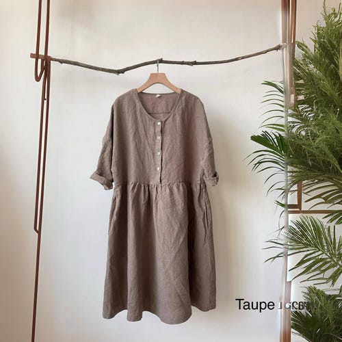 Midi Dress Linen/buttoned Midi Dress/linen Midi Dress/quarter Sleeve Midi  Dress/button Front Midi Dress/mama Midi Linen Dress/midi Dress XXL - Etsy