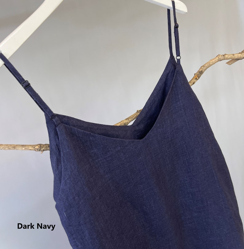 V neck Slip dress, linen slip dress, linen sundress women, linen summer dress, linen midi dress, linen camisole dress, Linen midi cami dress image 4