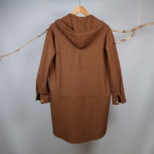 Jersey Linen Long Sleeve Hoodie With Pocket & Wooden Fasteners