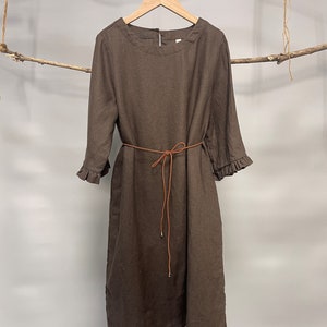 Linen Tunic/Linen Tunic Dress/Short Sleeves Tunic Dress/Knee length Tunic Dress/Fall dress/Linen dress straight/quarter sleeved linen dress image 4