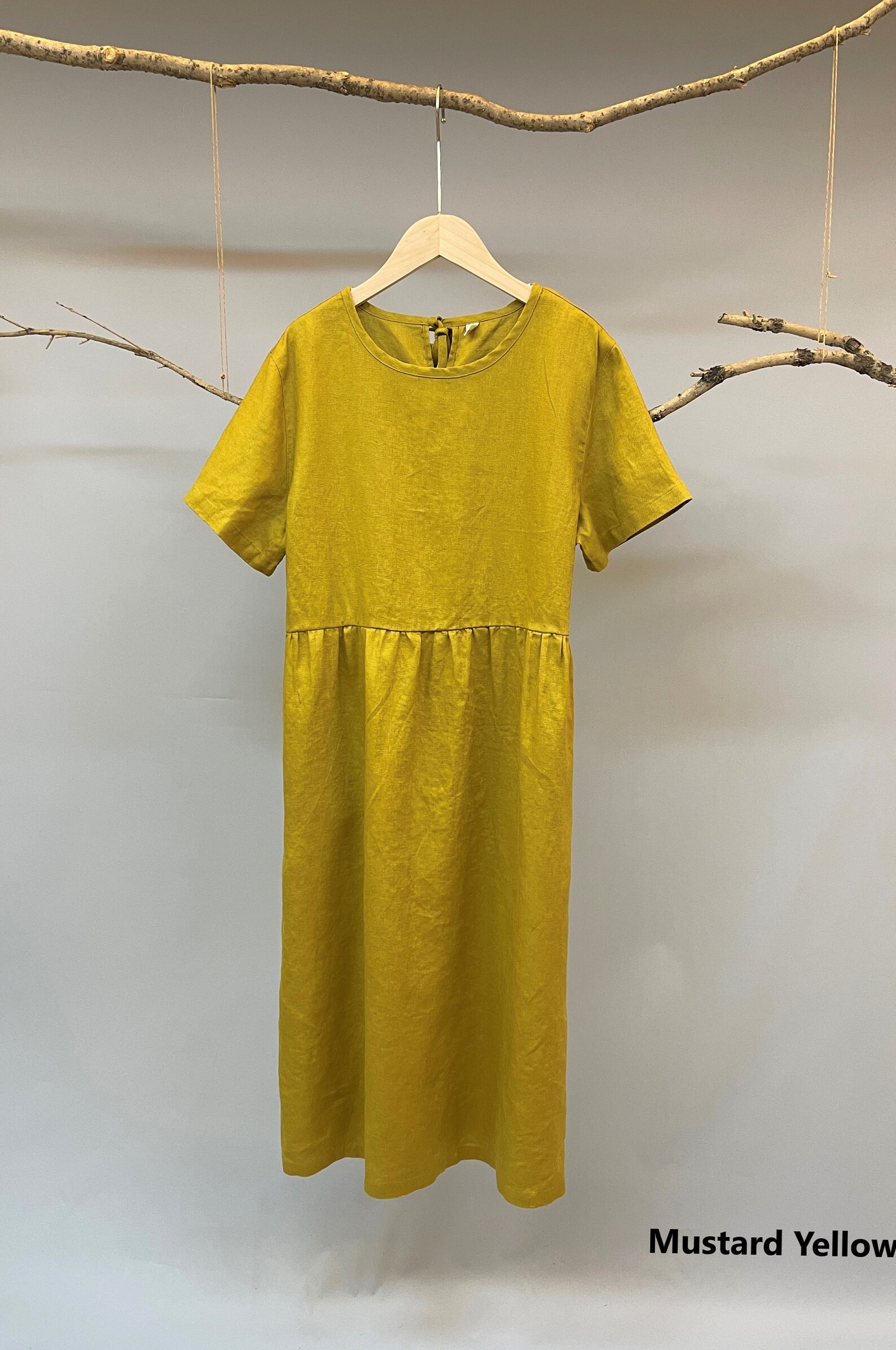 Casual Linen Dress Midi Linen Dress Midi Dress With Side - Etsy