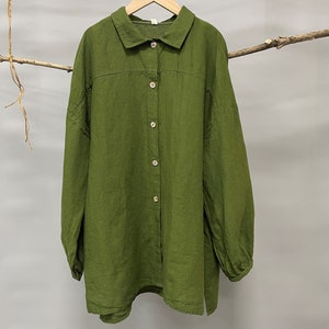 Oversized Linen shirt/Summer Linen shirt Women/ Drop shoulder Shirt/Linen Shirt Oversized/Relaxed Fit linen shirt/Linen Blouse Oversized image 3