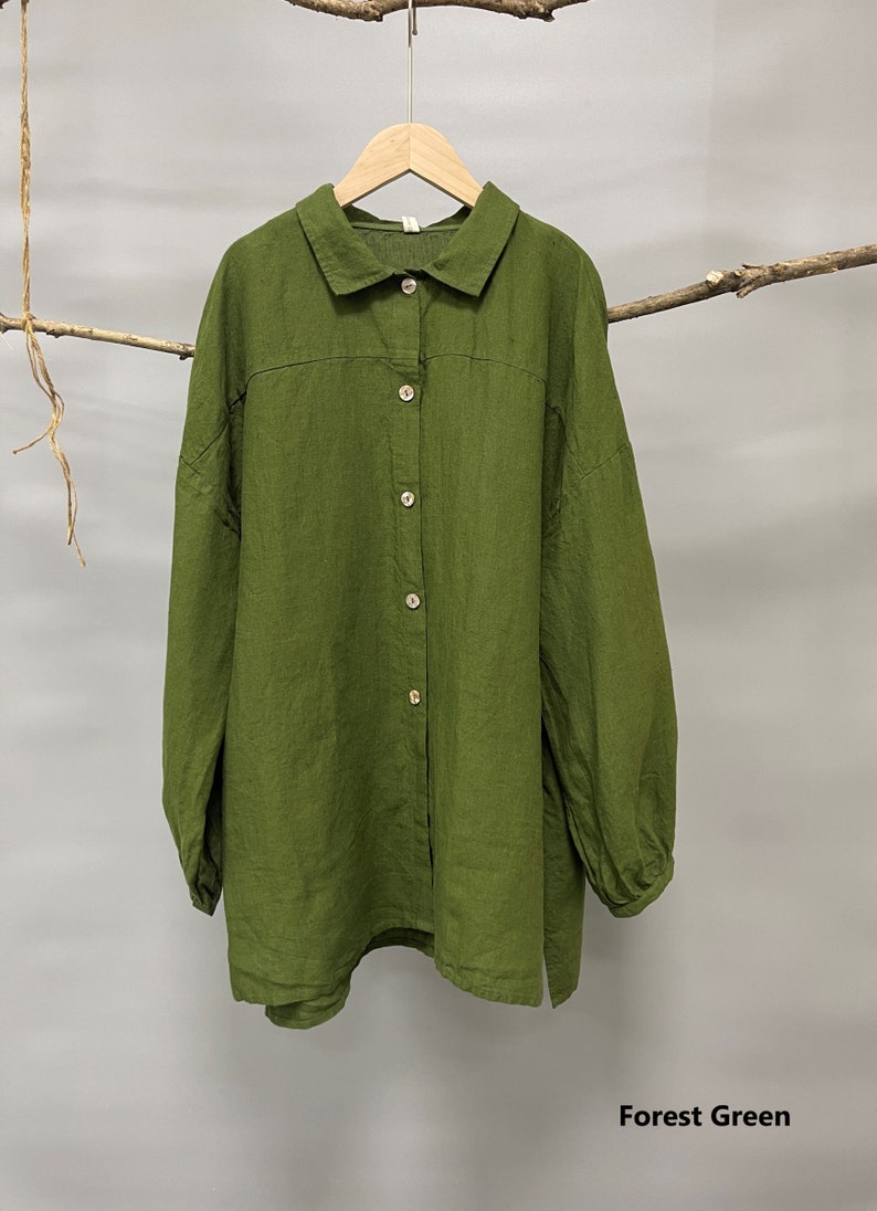 Oversized Linen shirt/Summer Linen shirt Women/ Drop shoulder Shirt/Linen Shirt Oversized/Relaxed Fit linen shirt/Linen Blouse Oversized image 3